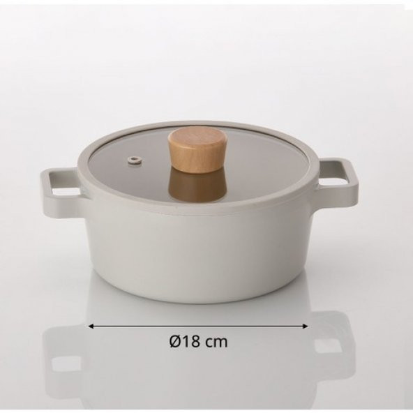 Neoflam Fika Alüminyum Döküm Tencere Cam Kapaklı 18CM D-NEOF18C ürün görseli 1