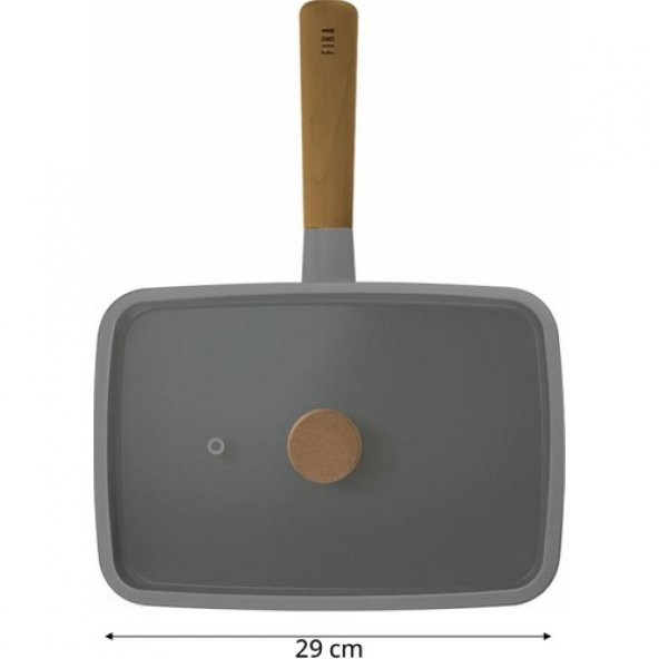 Neoflam Fika Dikdörtgen Tava 29CM Cam Kapaklı Gri D-NEOG129R ürün görseli 1