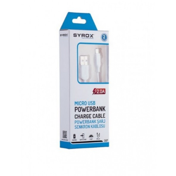 Syrox Power Bank Şarj ve Data Kablosu Micro 2.0A 20 Cm - Resim 2
