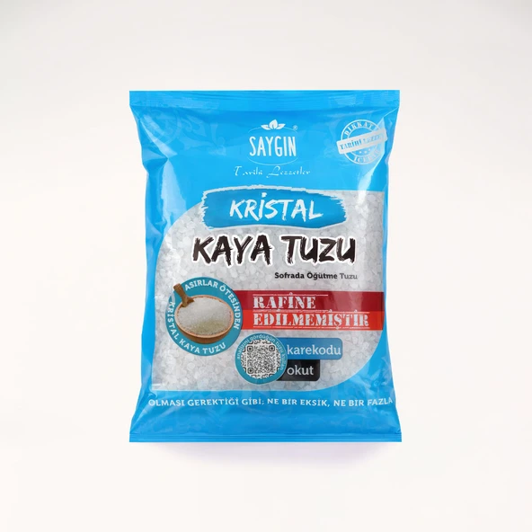 Saygın Tuz Rafine Edilmemiş Doğal Kristal Kaya Tuzu - Sofrada Öğütme / İri Taneli - Paketli 500 gr ürün görseli 1