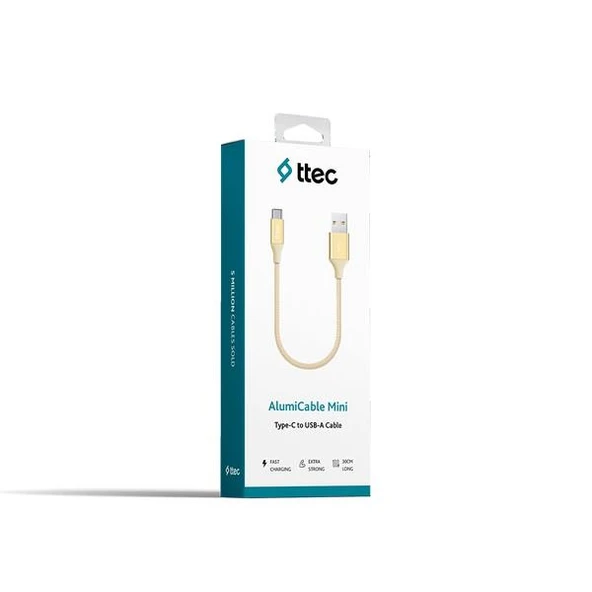 Ttec 2DK26A Alumicable Mini 30 cm Type-C Şarj Ve Data Kablosu Altın - Resim 2