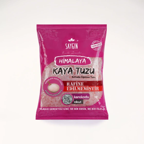 Saygın Tuz Rafine Edilmemiş Doğal Himalaya Kristal Kaya Tuzu - Sofrada Öğütme / İri Taneli - Paketli 500 gr ürün görseli 1