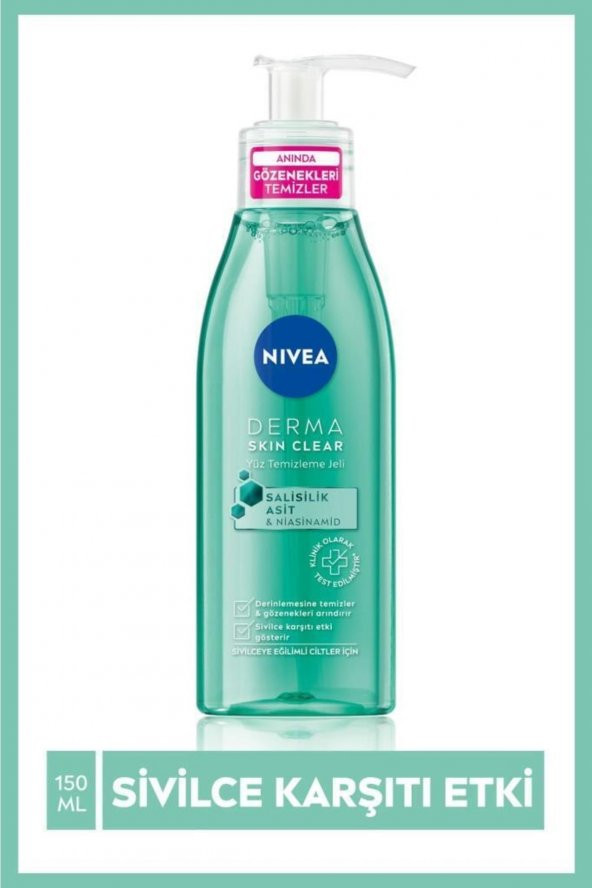 Nivea Derma Skin Clear Sivilce Karşıtı Yüz Temizleme Jeli 150 Ml ürün görseli 1