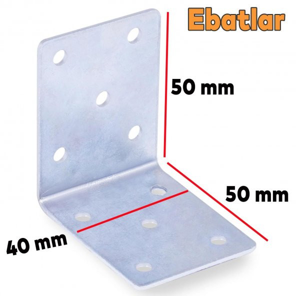 Mobilya Duvar Dolap Raf Köşe Bağlantı Sabitleme L Demir Köşebent Metal Gönye 50x50x40 mm (5 ADET) ürün görseli 1