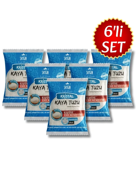 Saygın Tuz Rafine Edilmemiş Doğal Kristal Kaya Tuzu - Sofrada Öğütme / İri Taneli / Paketli 500 gr X 6 adet ürün görseli 1