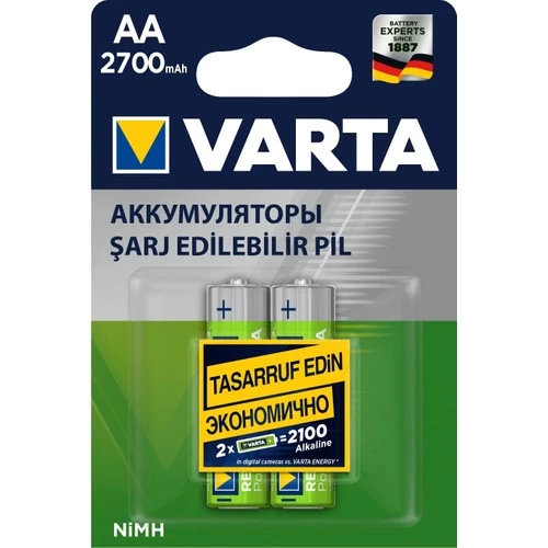 VARTA NI-MH 1.2 VOLT - 2700 MAH HR6 AA ŞARJLI 2Lİ KALEM PİL ürün görseli 1