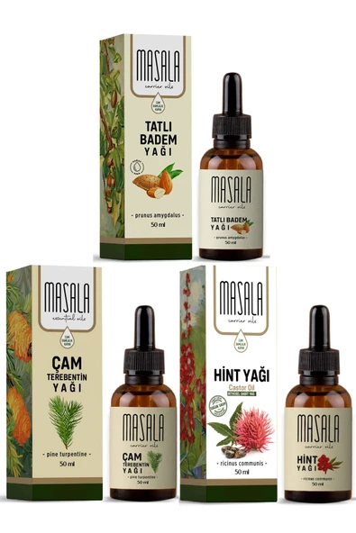 Tatlı Badem Yağı + Çam Terebentin Yağı + Hint Yağı 3 X 50 ml ürün görseli 1