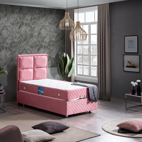 Setay Grand Tek Kişilik Baza Başlık Ortho Soft Ortopedik Yatak Seti, Pembe ürün görseli 1