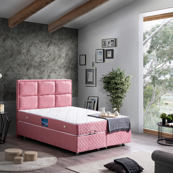 Setay Grand Çift Kişilik Baza Başlık Ortho Soft Ortopedik Yatak Seti, Pembe ürün görseli 1