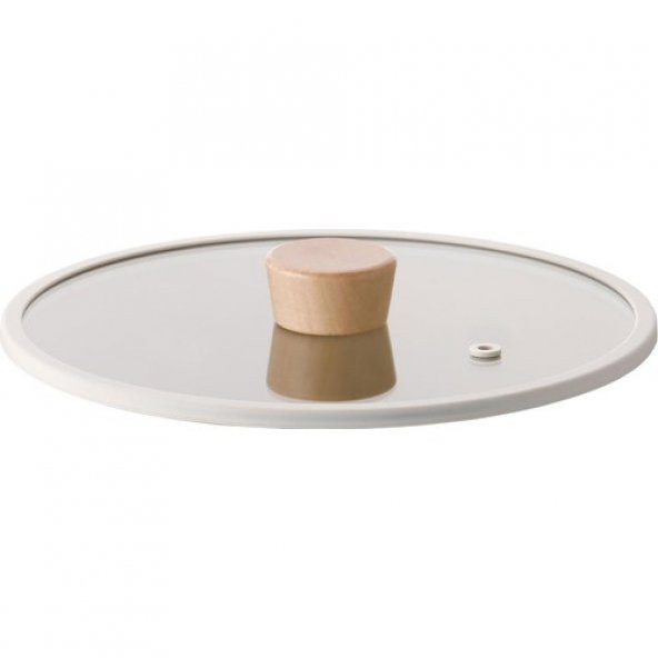Neoflam Fika 22CM Düz Silikon Çerçeveli Cam Kapak Bej ürün görseli 1