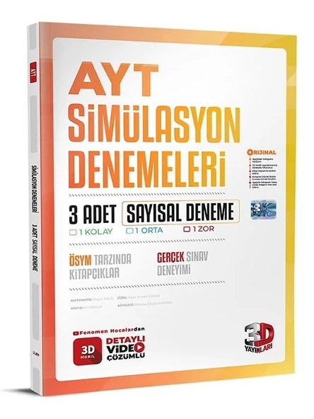 3D Yayınları Ayt Tüm Dersler Sayısal Simülasyon 3 Deneme Sınavı Yeni ürün görseli 1