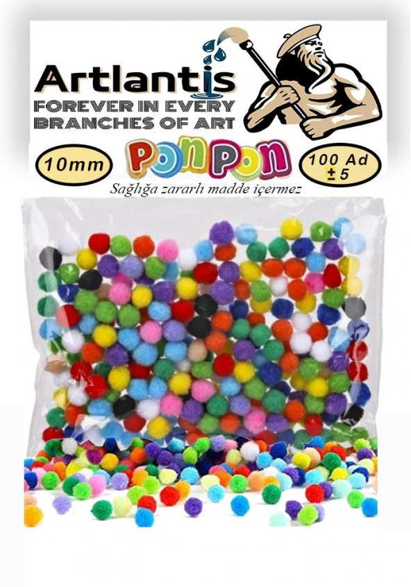 Ponpon 10 mm 100 Lü 1 Paket Karışık Renk Pon Pon 10 mm Pompom 1 cm Elişi Etkinliği Anasınıfı Kreş Okul Öncesi Pom Pom ürün görseli 1