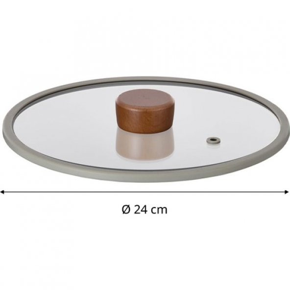 Neoflam Fika 24CM Düz Silikon Çerçeveli Cam Kapak Gri ürün görseli 1