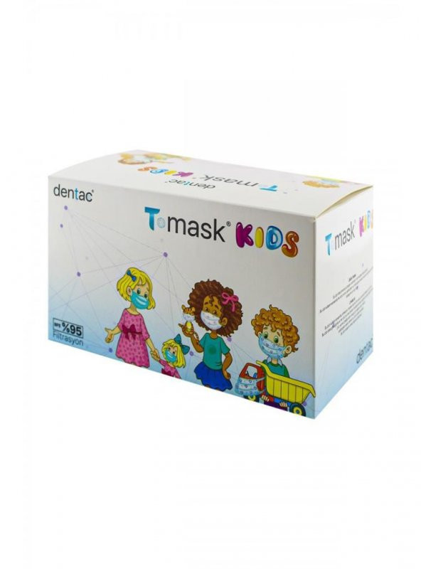 Dentac T-Mask Kids 3 Katlı Cerrahi Renkli Çocuk Maskesi 50 Adet ürün görseli 1
