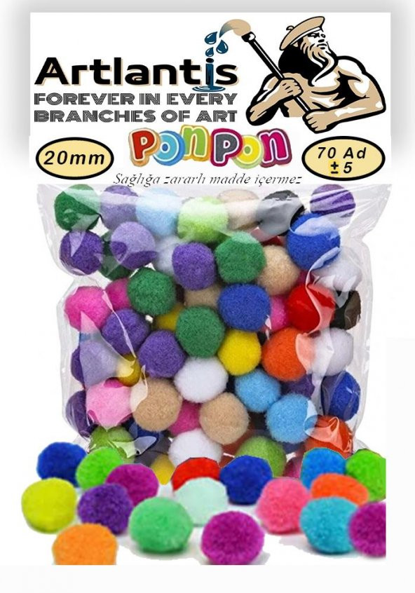 Ponpon 20 mm 70 Lİ 1 Paket Karışık Renk Pon Pon 20 mm Pompom 2 cm Elişi Etkinliği Anasınıfı Kreş Okul Öncesi Pom Pom ürün görseli 1