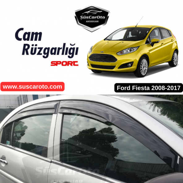 Ford Fiesta 2008-2017 Uyumlu Mugen Cam Rüzgarlığı Seti Piano Black 4lü İthal ürün görseli 1