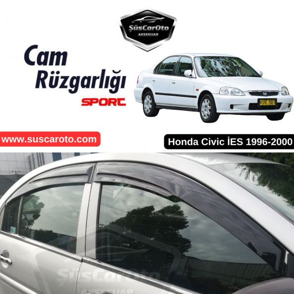 Honda Civic İES EK 1996-2000 Uyumlu Mugen Cam Rüzgarlığı Seti Piano Black 4lü İthal ürün görseli 1