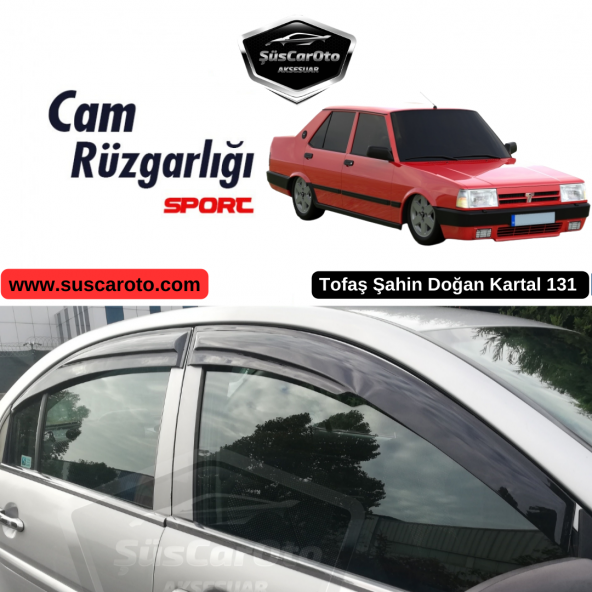 Tofaş Şahin Doğan Kartal 131 Uyumlu Mugen Cam Rüzgarlığı Seti Piano Black 4lü İthal ürün görseli 1