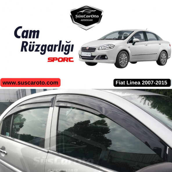 Fiat Linea 2007-2015 Uyumlu Mugen Cam Rüzgarlığı Seti Piano Black 4lü İthal ürün görseli 1