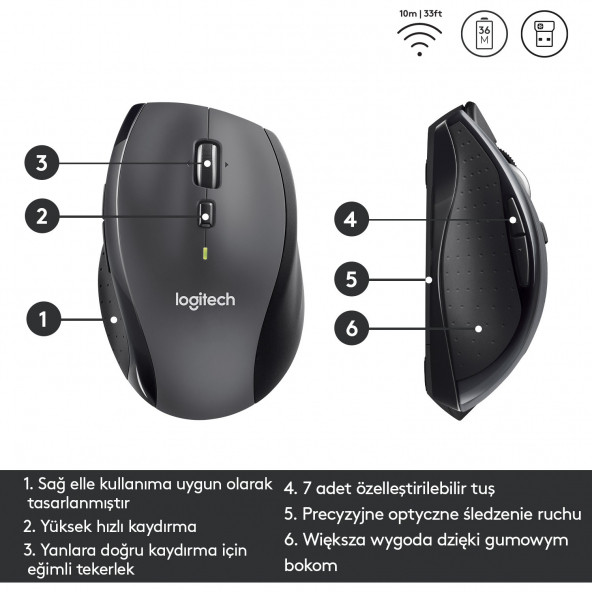 LOGITECH MARATHON M705 MOUSE 910-001949 - Resim 4