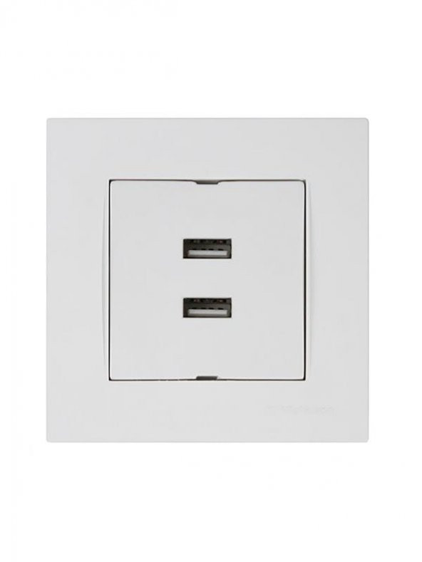 RİTA BEYAZ MEK. TUŞ İKİLİ USB ŞARJ PRİZİ MUTLUSAN 22004490101 ürün görseli 1