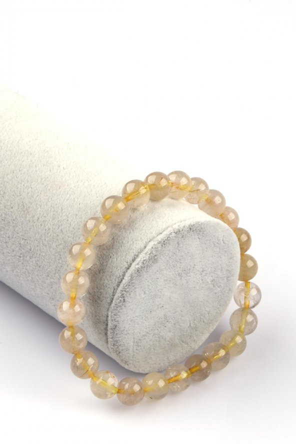 Golden Kuvars Doğal Taş Bileklik 8mm Küre Kesim ürün görseli 1