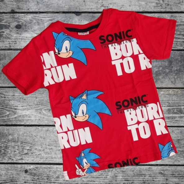 Efsane Sonic Desenli Kırmızı Renk Şortlu Takım - Resim 2