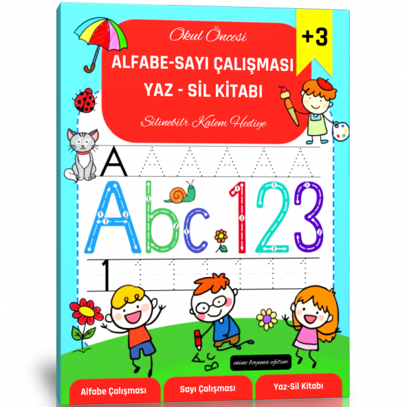 Okul Öncesi Alfabe Sayı Çalışması YAZ-Sil Kitabı ürün görseli 1
