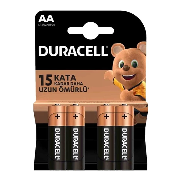 Duracell LR6 MN1500 1.5V Alkalin 4'lü AA Kalem Pil ürün görseli 1