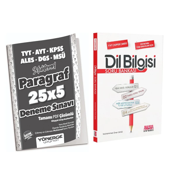 Yönerge TYT Paragraf Deneme ve AKM Dil Bilgisi Soru Bankası Seti 2 Kitap ürün görseli 1