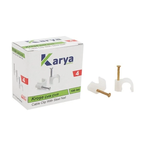 Ayt Kroşe 4 Numara Çelik Çivili 8 Mm Kroşe 100 Lü Paket 2x4 Kablolar İçin Kablo Tutucu Kroşe ürün görseli 1