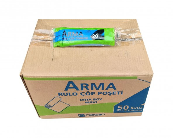 Arma Mavi Orta Boy 55x60 Cm. 30 Litre Çöp Torbası Poşeti - 20 Adetlik 50 Rulo / 1000 Adet / Koli ürün görseli 1