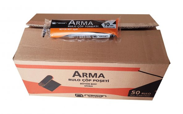 Arma Standart Büyük Boy 50 Litre Çöp Torbası Poşeti / 65 x 80 Cm - Siyah - 10 Adetlik 50 Rulo / Koli ürün görseli 1