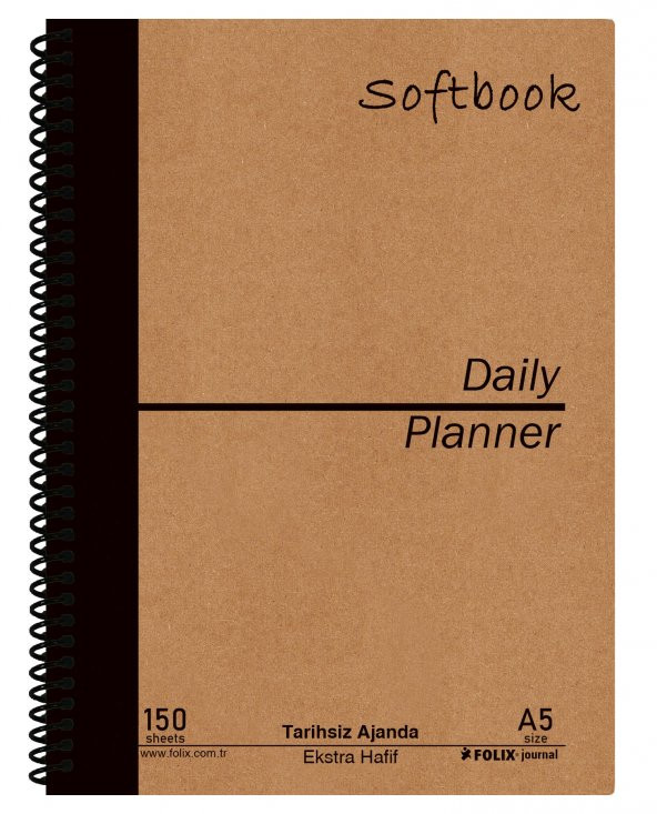 Daily Planner A5 Spiralli 150 yp. Sert Kapak Günlük Ajanda Daily Journal ürün görseli 1