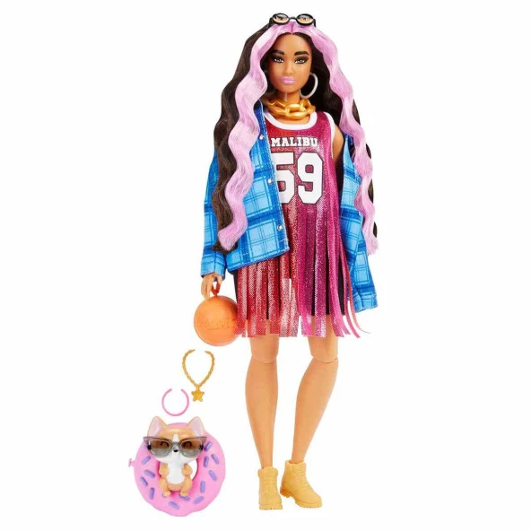 Barbie Extra - Ekose Ceketli Bebek HDJ46 - Resim 7