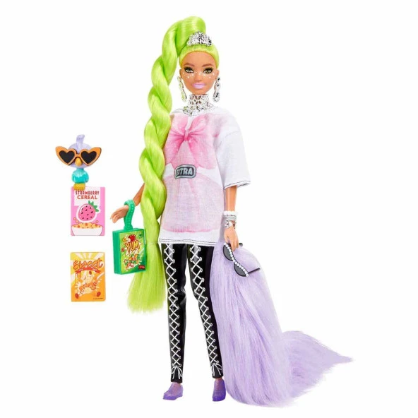 Barbie Extra - Neon Saçlı Bebek HDJ44 - Resim 5