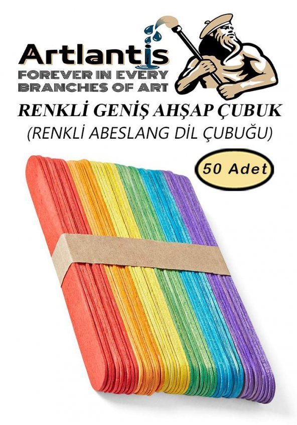 Renkli Dil Çubuğu 50 li 1 Paket Ahşap Dil Basma Cubugu Abeslang Renkli Doktor Dil Çubuğu Büyük Jumbo ürün görseli 1