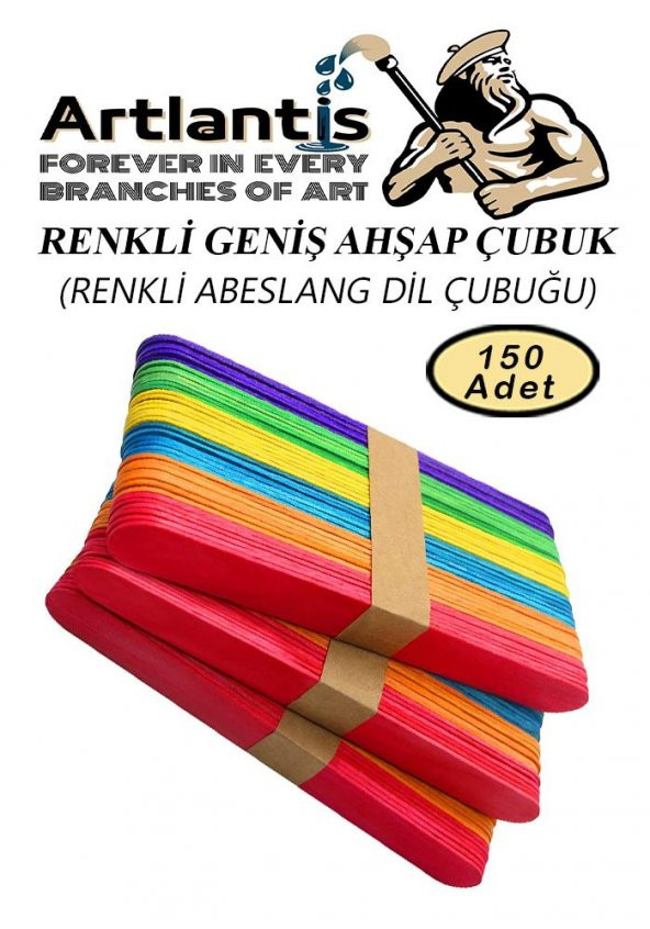 Renkli Dil Çubuğu 150 li 1 Paket Ahşap Dil Basma Cubugu Abeslang Renkli Doktor Dil Çubuğu Büyük Jumbo ürün görseli 1