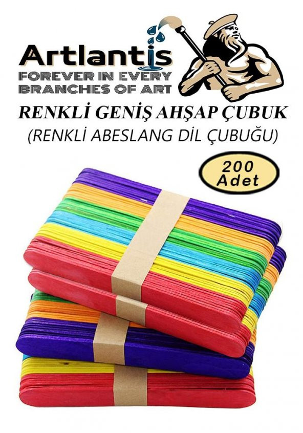 Renkli Dil Çubuğu 200 lü 1 Paket Ahşap Dil Basma Cubugu Abeslang Renkli Doktor Dil Çubuğu Büyük Jumbo ürün görseli 1
