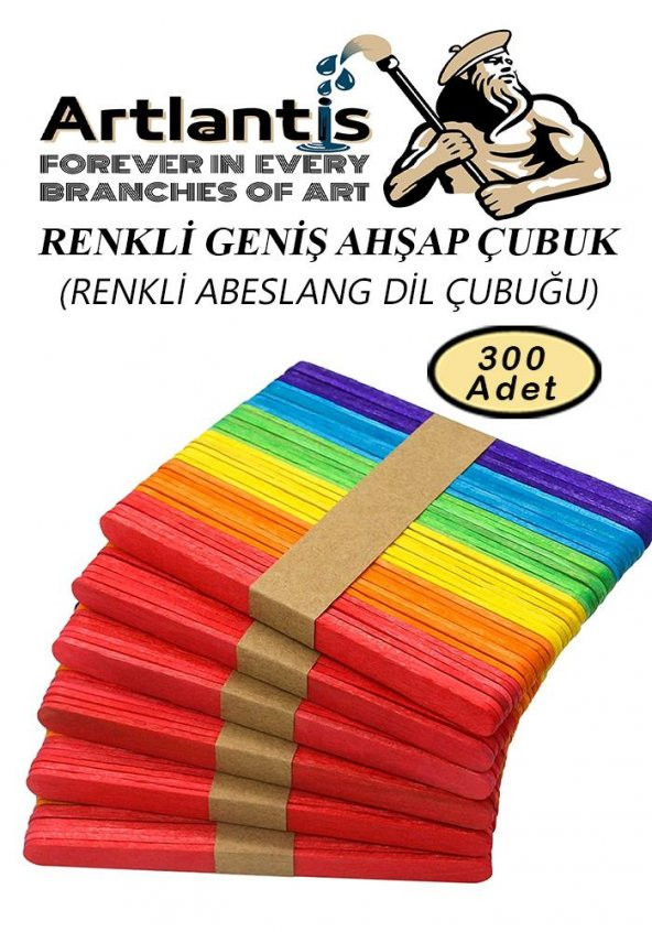 Renkli Dil Çubuğu 300 lü 1 Paket Ahşap Dil Basma Cubugu Abeslang Renkli Doktor Dil Çubuğu Büyük Jumbo ürün görseli 1