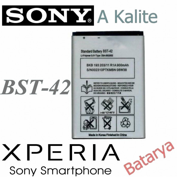 Sony BST-42 Batarya Sony Ericsson J132 J132i Uyumlu Yedek Batarya ürün görseli 1