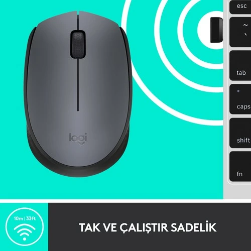 LOGITECH M170 USB SİYAH KABLOSUZ MOUSE 910-004642 - Resim 6