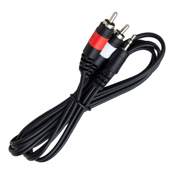 POWERMASTER PM-4283 2 RCA ERKEK + 3.5 MM STEREO ERKEK GOLD 1.5 METRE 1.KALİTE KABLO ürün görseli 1