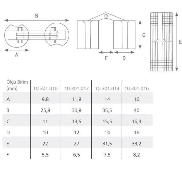 Silindir Masa Menteşesi Pirinç 10mm (2 Adet) - Resim 3