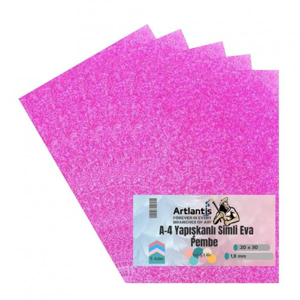 Yapışkanlı Simli Eva Pembe A4 20x30 5 Adet 1 Paket Hobi Okul Öncesi Kreş Anasınıfı Eva Yapışkanlı Simli 20*30 ürün görseli 1