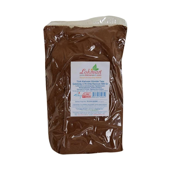 Türk Kahvesi Günlük Taze Çekilmiş 3.75 Orta Kavrum 500Gram Paket ürün görseli 1