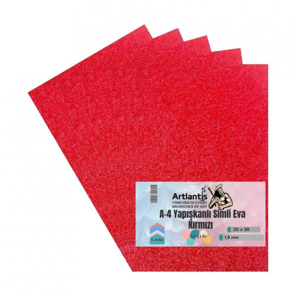 Yapışkanlı Simli Eva Kırmızı A4 20x30 5 Adet 1 Paket Hobi Okul Öncesi Kreş Anasınıfı Eva Yapışkanlı Simli 20*30 ürün görseli 1