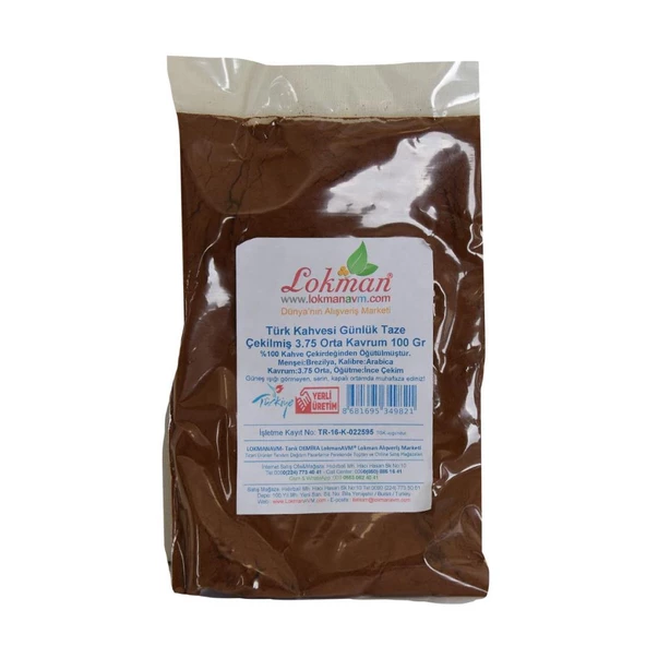 Türk Kahvesi Günlük Taze Çekilmiş 3.75 Orta Kavrum 100Gram Paket ürün görseli 1