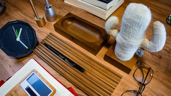 Kayigo Woody Açık Kahverengi Üçlü Ofis Seti - Krem Kaktüs ürün görseli 1