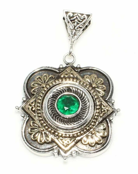 Yeşil Taşlı Konstantinapol Tasarım Otantik Kolye Ucu ürün görseli 1